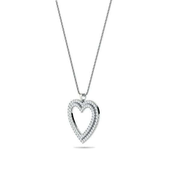 Classic Round Diamond Heart Pendant