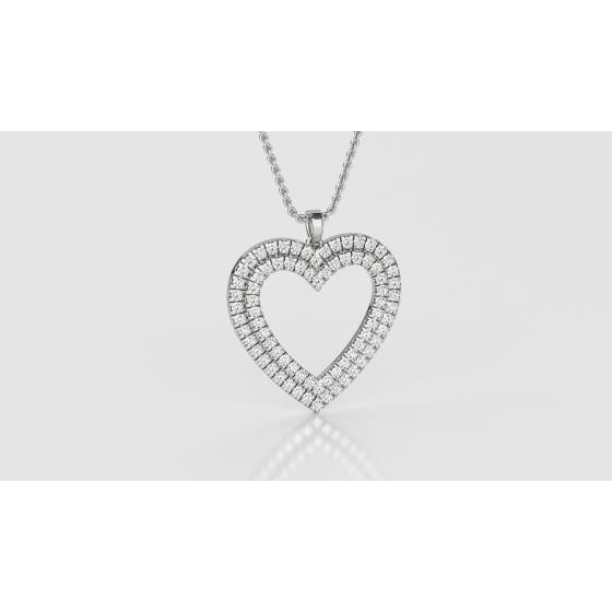 Classic Round Diamond Heart Pendant