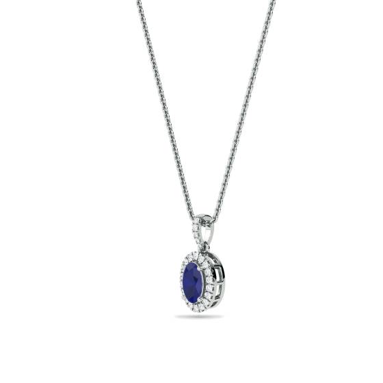 1.60ct Oval Shaped Blue Tanzanite and Diamond Pendant