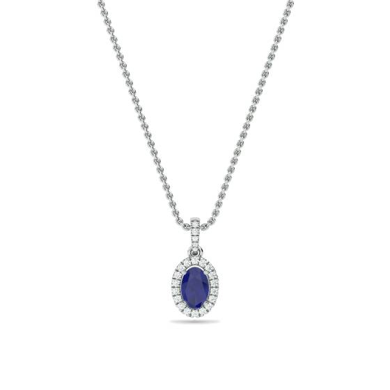 1.60ct Oval Shaped Blue Tanzanite and Diamond Pendant