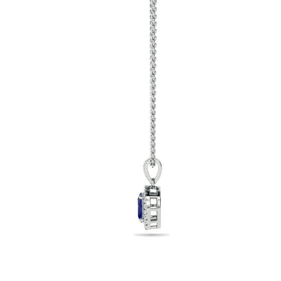 1.60ct Oval Shaped Blue Tanzanite and Diamond Pendant