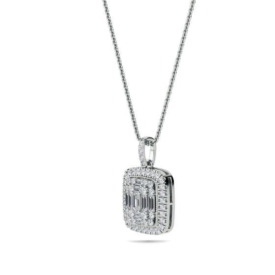 0.75ct Cluster Round and Baguette Diamond Designer Pendant