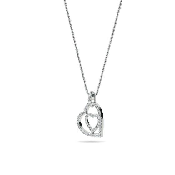 Classic Round Diamond Double Heart Pendant