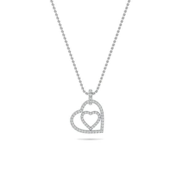 Classic Round Diamond Double Heart Pendant