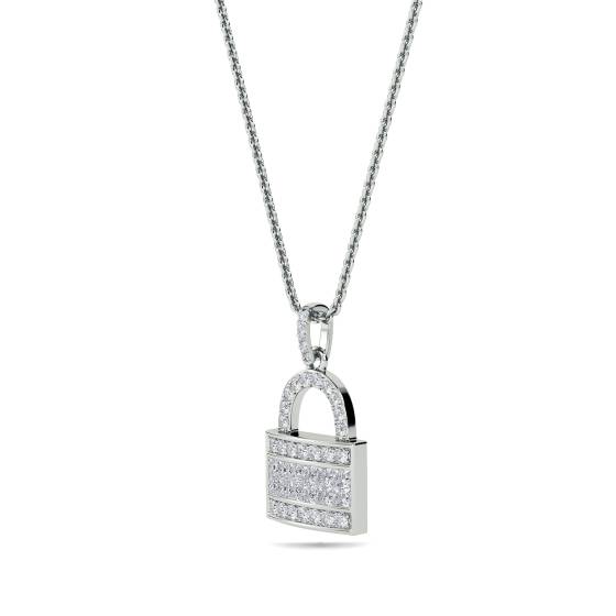 0.60ct Cluster Round Diamond Designer Padlock Pendant