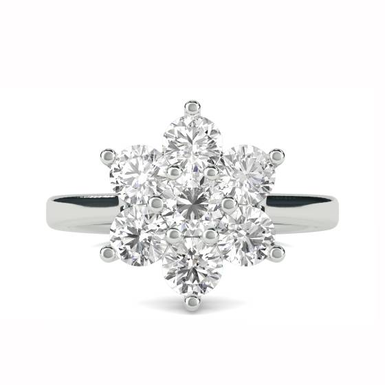 1.00ct Modern Flower Round Diamond Cluster Ring
