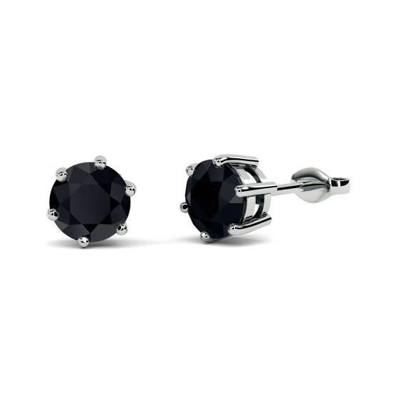 Round Black Diamond Earrings