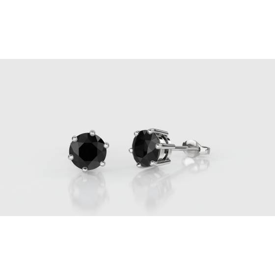 Round Black Diamond Earrings