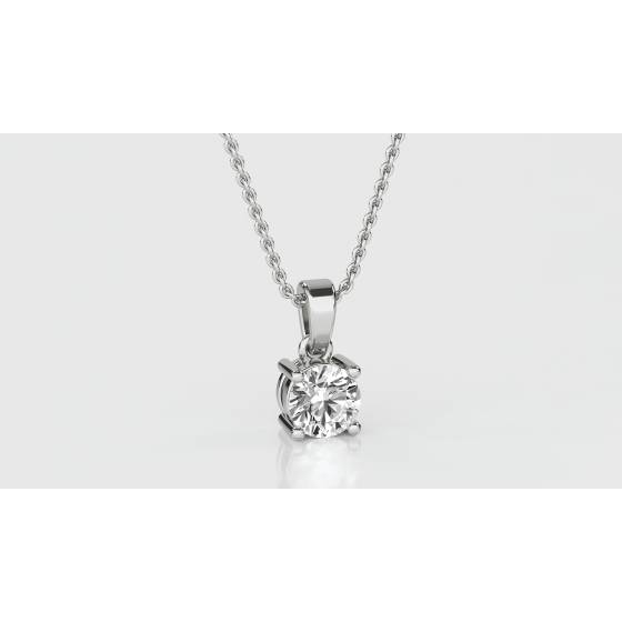 Traditional Round Diamond Solitaire Pendant