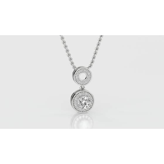 Round Diamond Single Halo Pendant