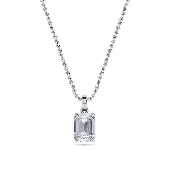 Modern Emerald Diamond Solitaire Pendant