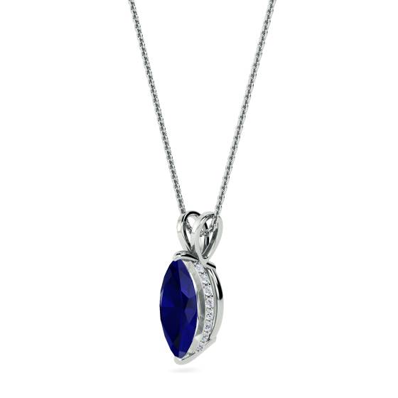 Marquise Blue Sapphire Diamond Pendant
