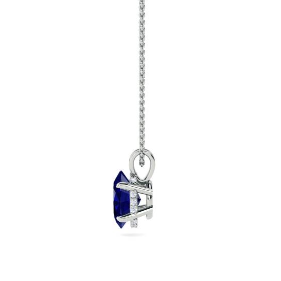 Oval Blue Sapphire Diamond Pendant