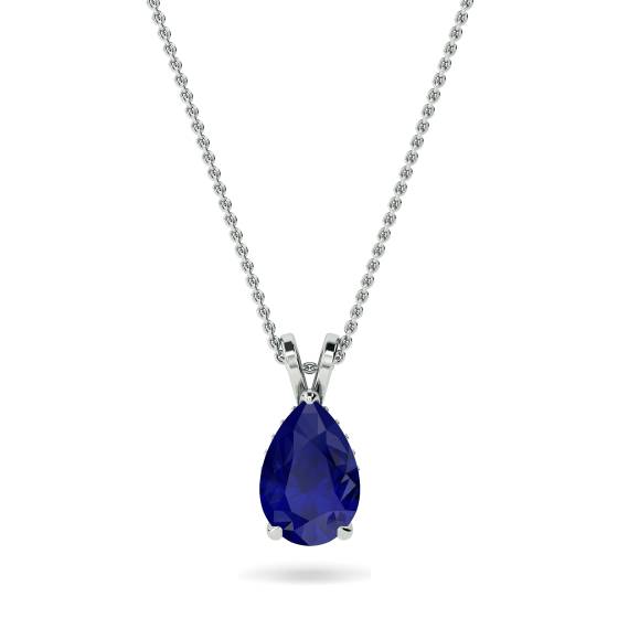 Pear Blue Sapphire Diamond Pendant