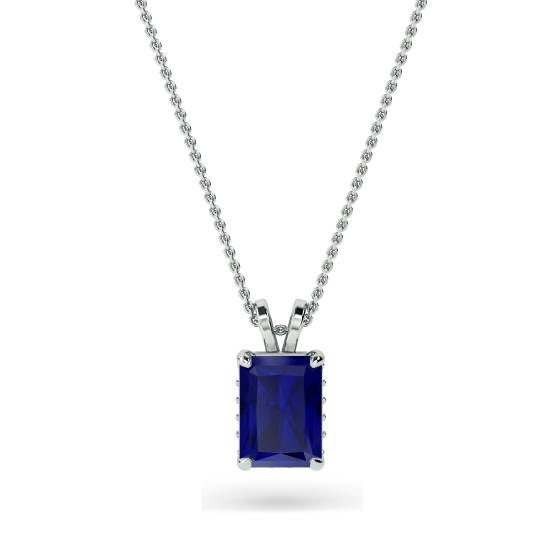 Radiant Blue Sapphire Diamond Pendant