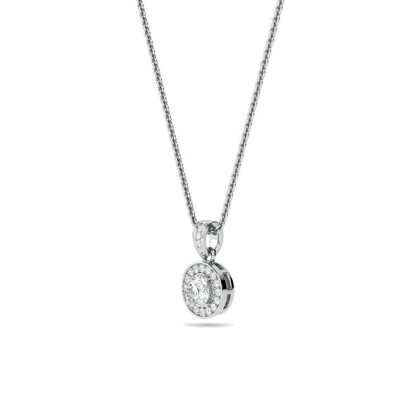 Round Diamond Single Halo Pendant