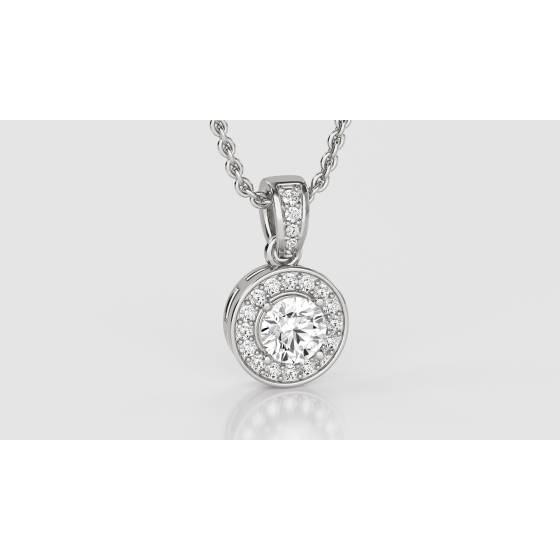 Round Diamond Single Halo Pendant