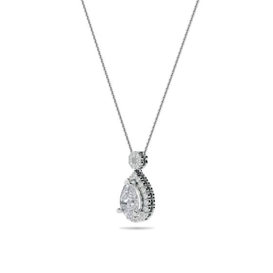 Pear Diamond Single Halo Pendant