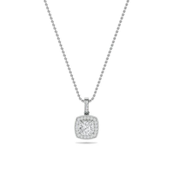 Cushion Shaped Diamond Single Halo Pendant