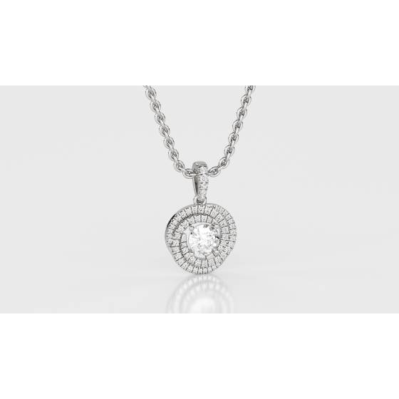 Stylish Round Diamond Double Halo Pendant