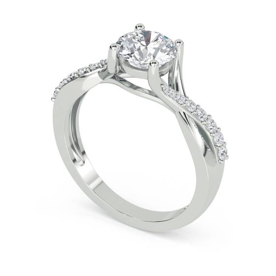 Round Shoulder Set Diamond Engagement Ring