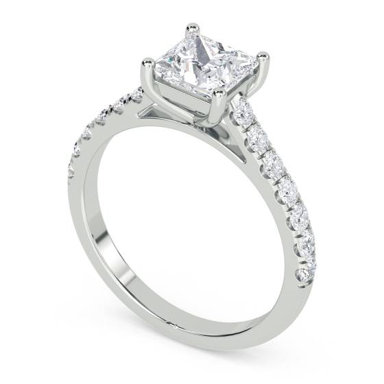 Princess Diamond Shoulder Set Ring