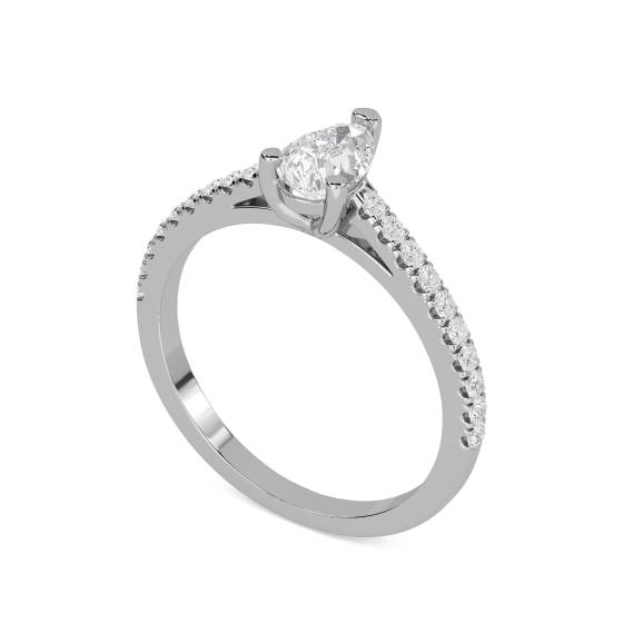 Pear Diamond Shoulder Set Ring