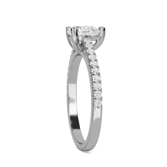 Pear Diamond Shoulder Set Ring