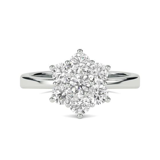 Elegant Round Diamond Flower Cluster Ring