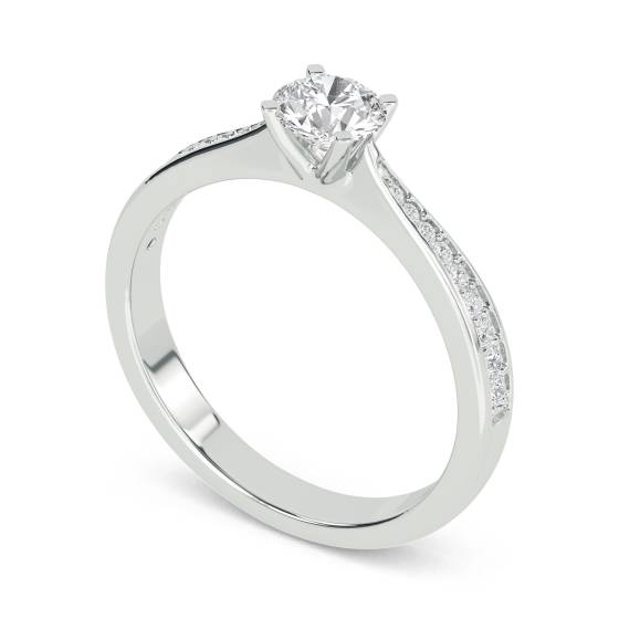 Round Shoulder Set Diamond Engagement Ring
