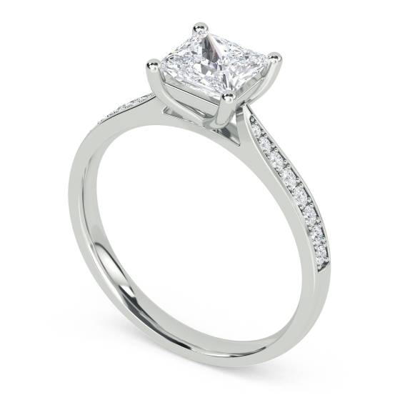 Princess Diamond Shoulder Set Ring