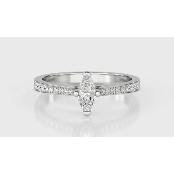 Marquise Diamond Shoulder Set Ring