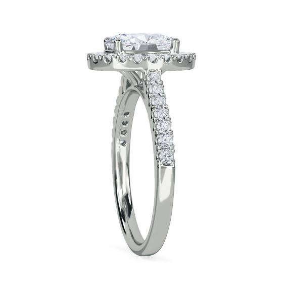Oval Diamond Single Halo Shoulder Set Ring