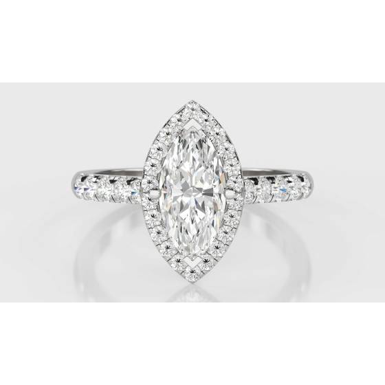 Marquise Diamond Single Halo Shoulder Set Ring