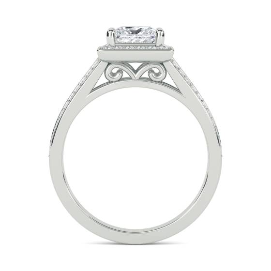 Princess Diamond Single Halo Shoulder Set Ring
