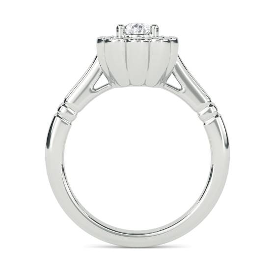 Pear Diamond Milgrain Bezel Set Designer Ring