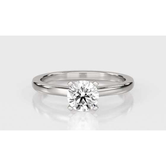 Knife Edge Round Diamond Engagement Ring
