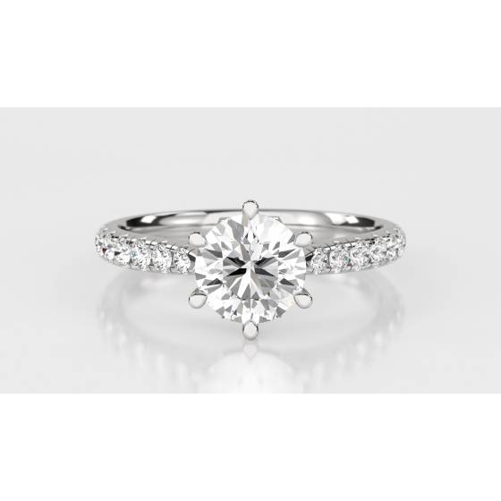 Round Diamond Shoulder Set Ring