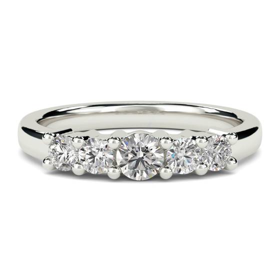 1.00ct SI1/G 5 Stone Round Lab Grown Diamond Half Eternity Ring
