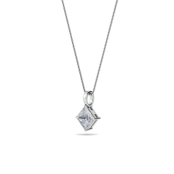 Modern Princess Diamond Solitaire Pendant