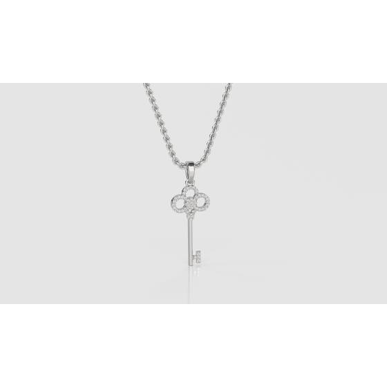 Pave Set Key Diamond Pendant