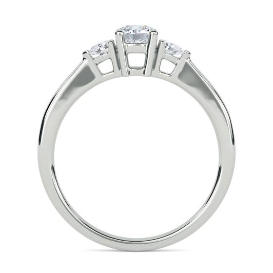 Elegant Round & Pear Diamond Trilogy Ring