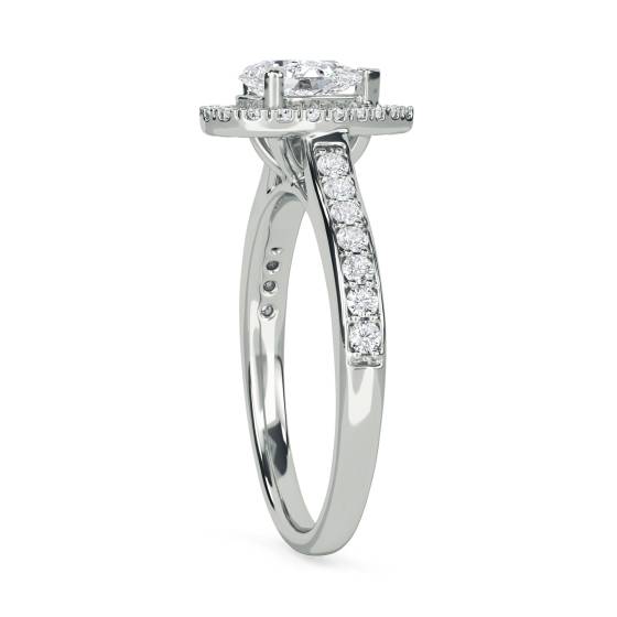 Pear Diamond Single Halo Shoulder Set Ring