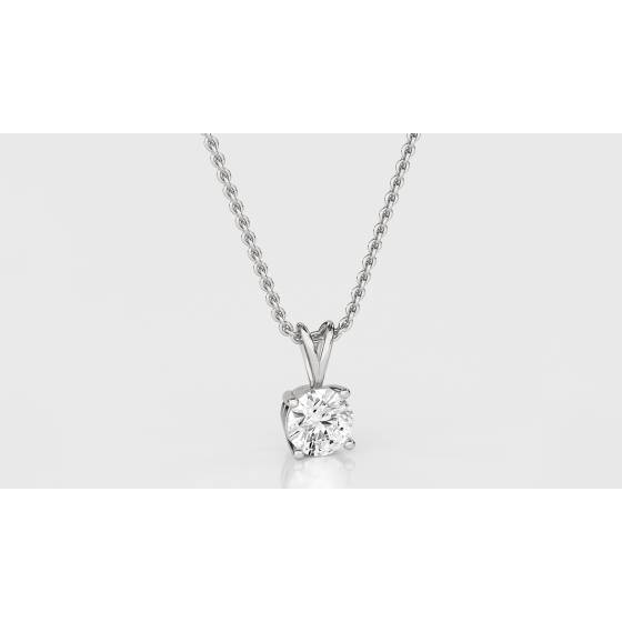 Classic 4 Claw Round Diamond Pendant