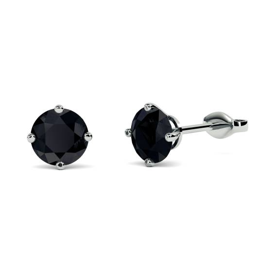 Round Black Diamond Earrings