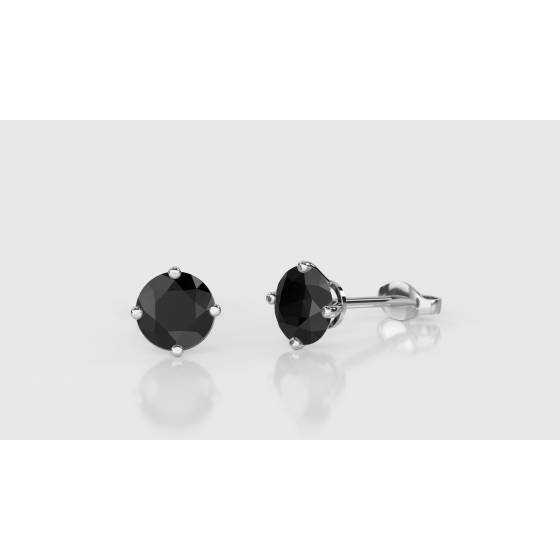 Round Black Diamond Earrings