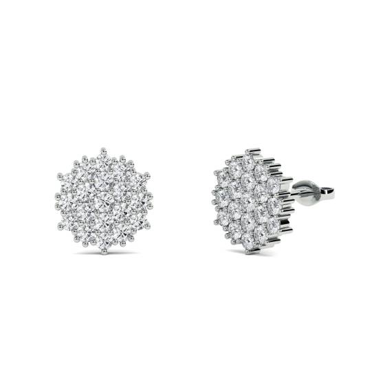 Round Diamond Cluster Earrings