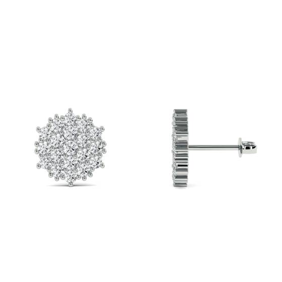Round Diamond Cluster Earrings