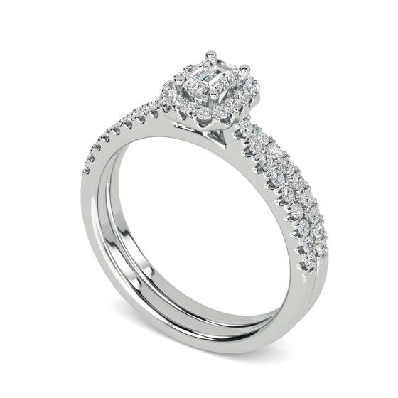 0.78ct VS/F-G Pear and Round Natural Diamond Cluster Ring