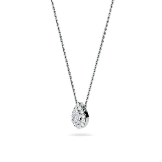 Pear and Round Diamond Halo Pendant